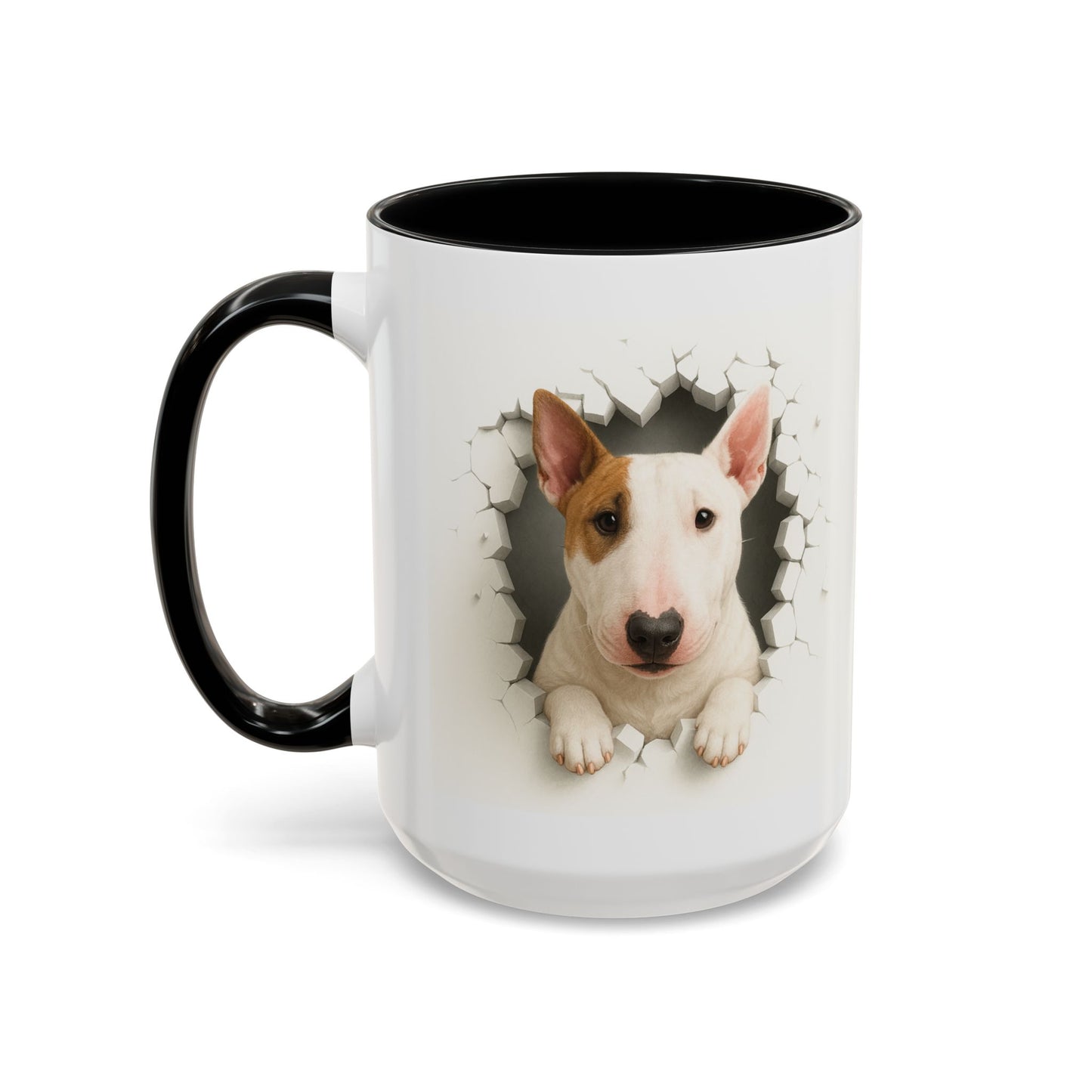 Bull Terrier Coffee Mug — Cute Dog Peeking Accent Mug (11/15oz)