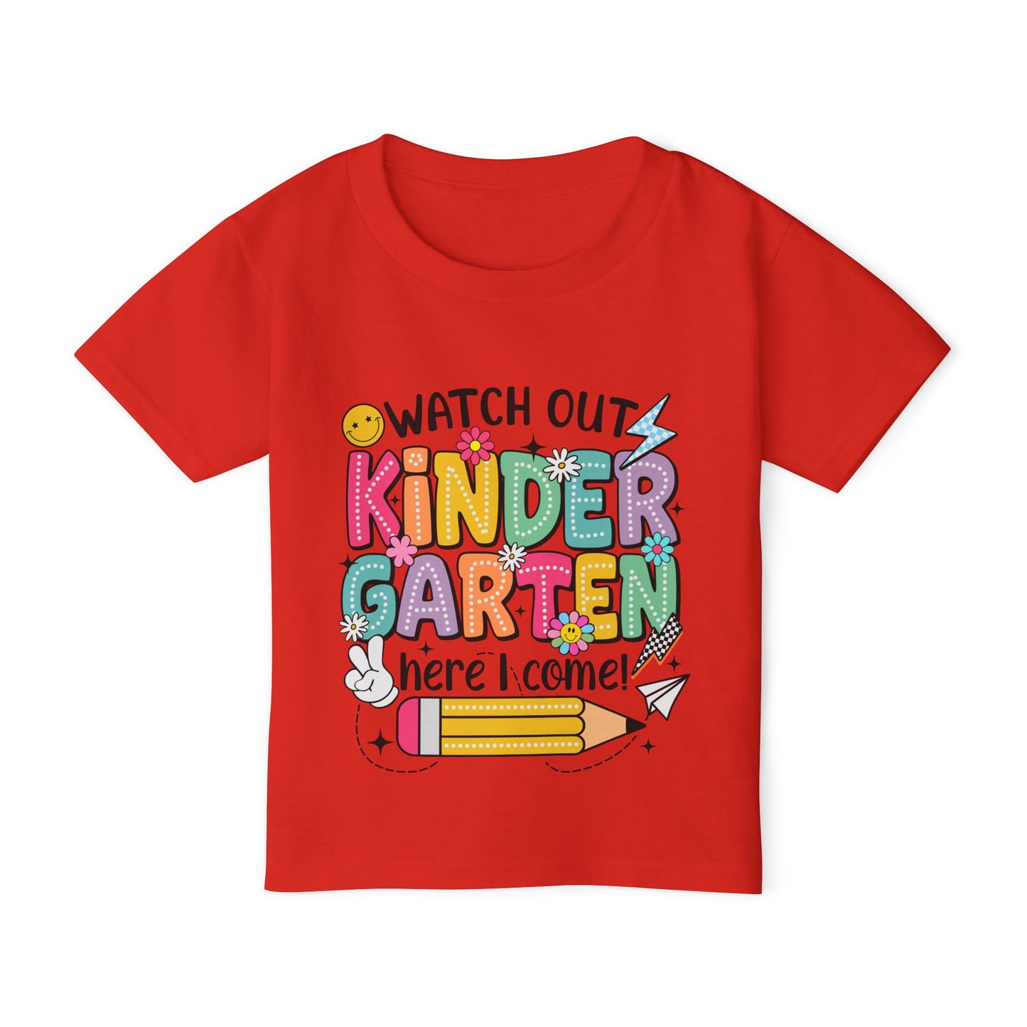 Toddler T-Shirt — "Watch Out Kindergarten Here I Come!" Back-to-School Graphic