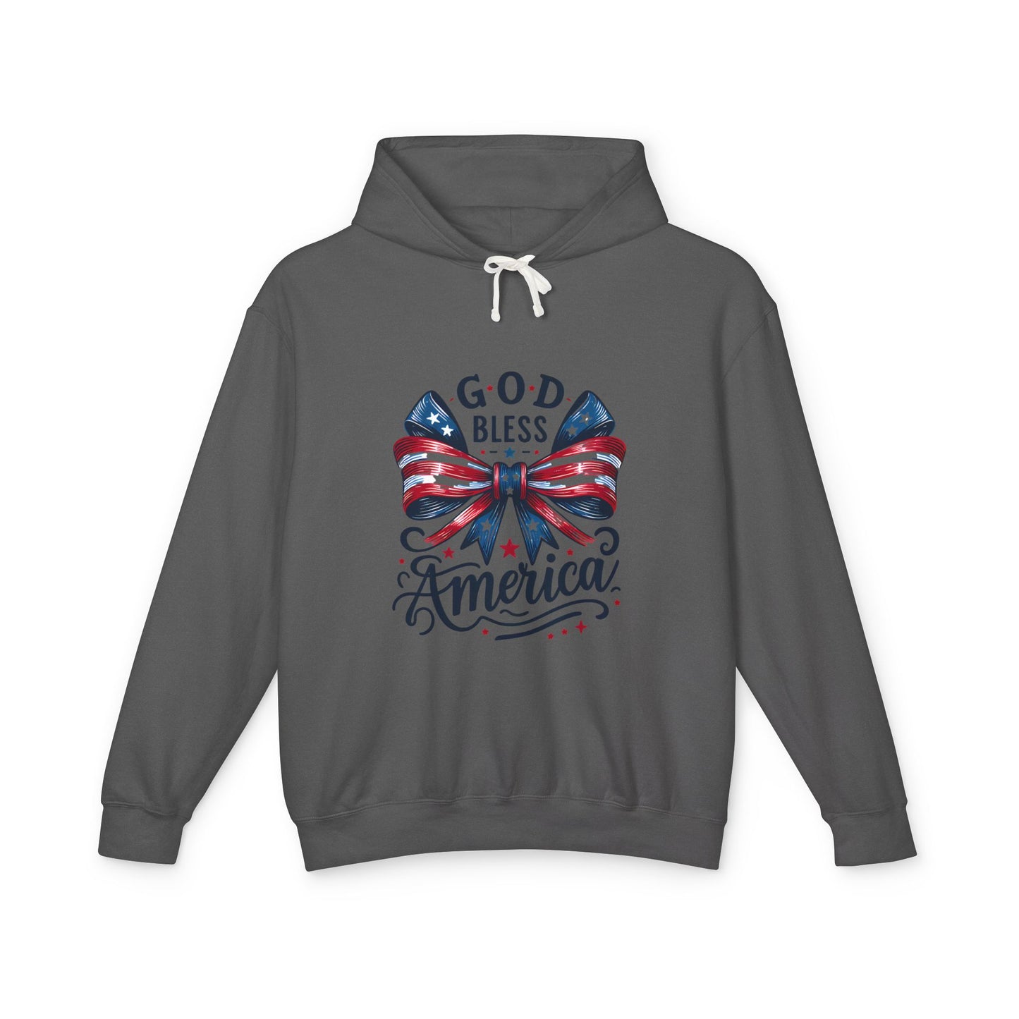 God Bless America Patriotic Hoodie – American Flag Bow Fourth of July Sweatshirt
