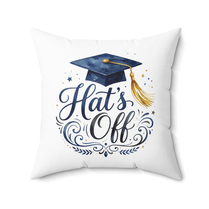 Graduation Pillow — "Hats Off" Decorative Throw Pillow with Cap & Tassel