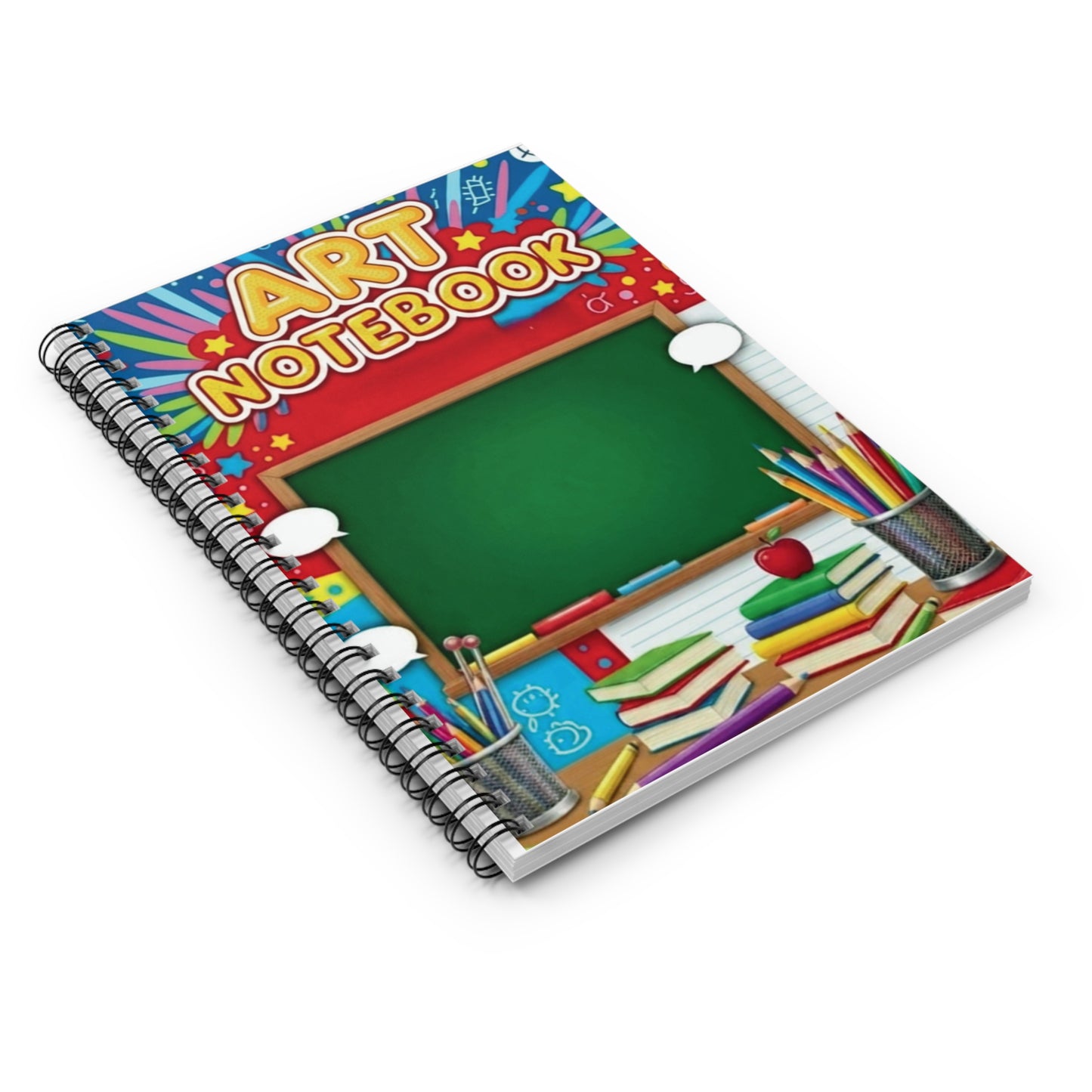 Art Notebook Spiral Journal — Colorful School Chalkboard Design (Ruled)