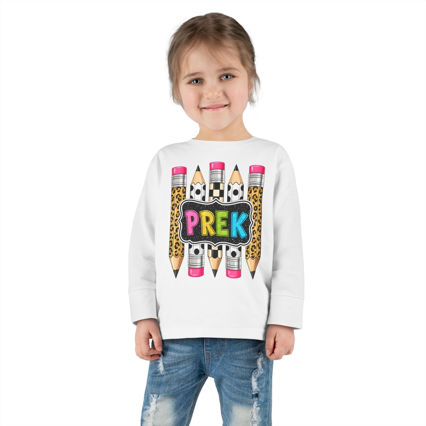 PREK Pencil Toddler Long Sleeve Tee — Cute Back-to-School Preschool Shirt