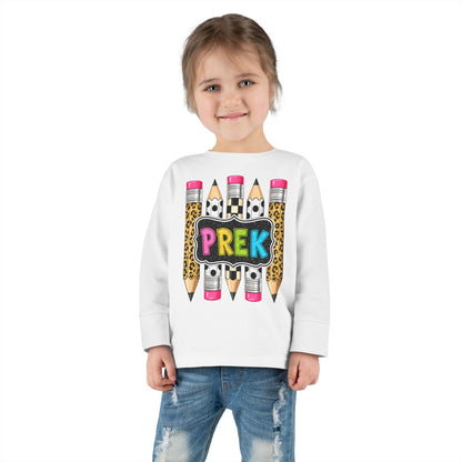 PREK Pencil Toddler Long Sleeve Tee — Cute Back-to-School Preschool Shirt