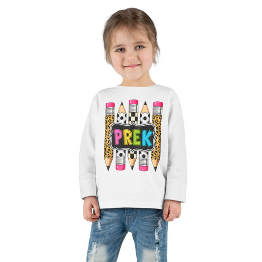PREK Pencil Toddler Long Sleeve Tee — Cute Back-to-School Preschool Shirt