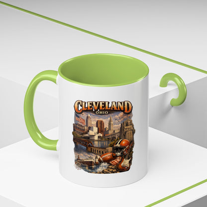 Cleveland Ohio Vintage Football Accent Coffee Mug (11/15oz)