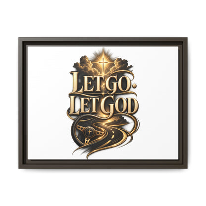 Let Go, Let God Framed Canvas Wall Art — Inspirational Christian Decor