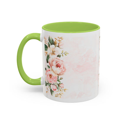 Mom Floral Accent Coffee Mug — Pink Roses Mother's Day Gift (11/15oz)