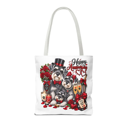 Anniversary Schnauzer Tote Bag — "Happy Anniversary" Romantic Floral Gift