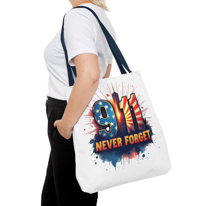 9/11 Never Forget Tote Bag — Patriotic Memorial Tribute Tote