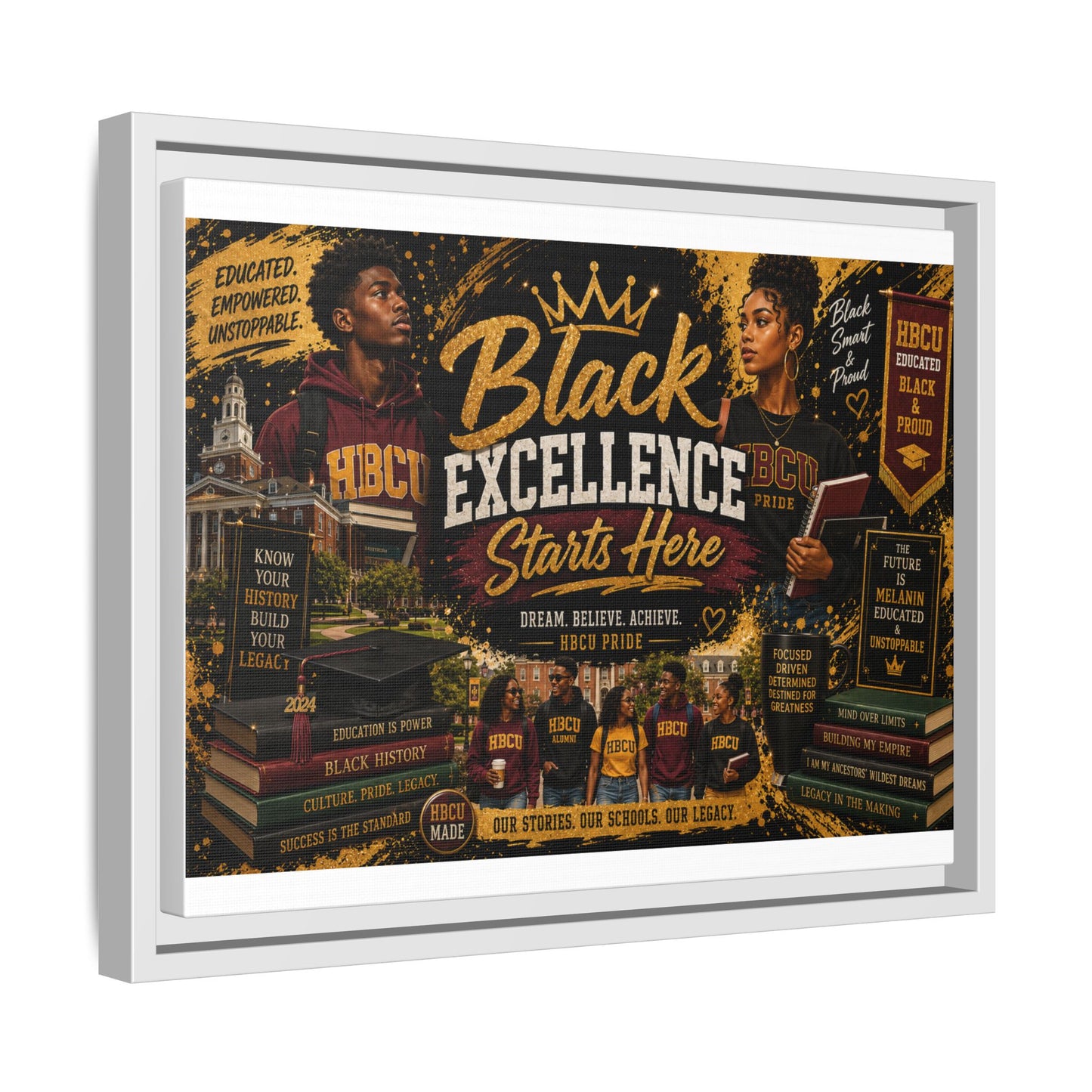Black Excellence Starts Here Framed Canvas