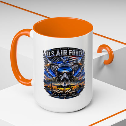 U.S. Air Force Eagle Coffee Mug — "Aim High" Accent 11/15oz