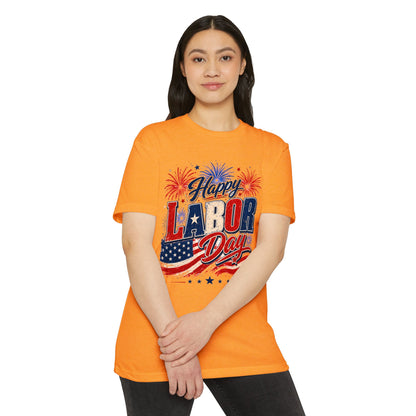 Labor Day T-Shirt — "Happy Labor Day" Patriotic Fireworks Tee