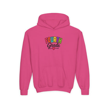 Fourth Grade Hoodie — Colorful Kids School Sweatshirt (“Fourth Grade” with Heart)
