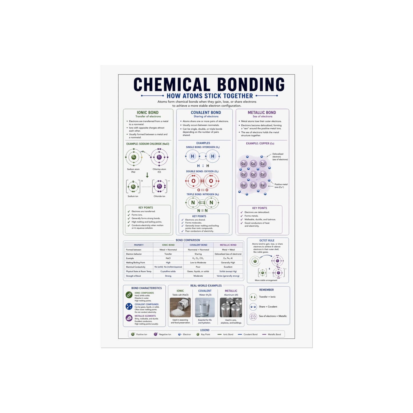 Chemical Bonding Educational Poster — Fine Art Science Print