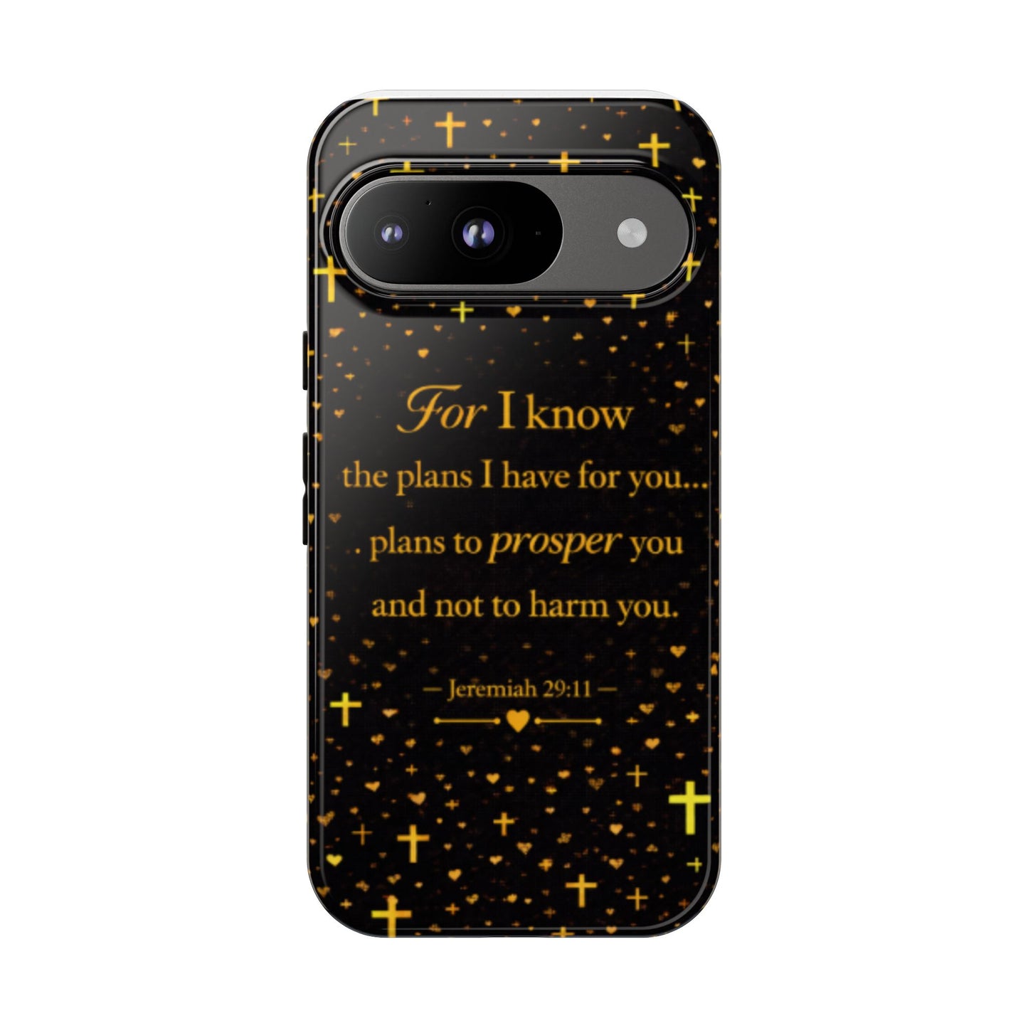Phone Case — "For I Know" Jeremiah 29:11 Gold Cross Christian Tough Case