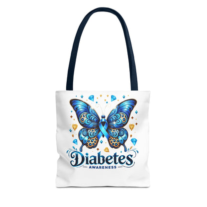 Diabetes Awareness Tote Bag — Blue Butterfly Ribbon Design