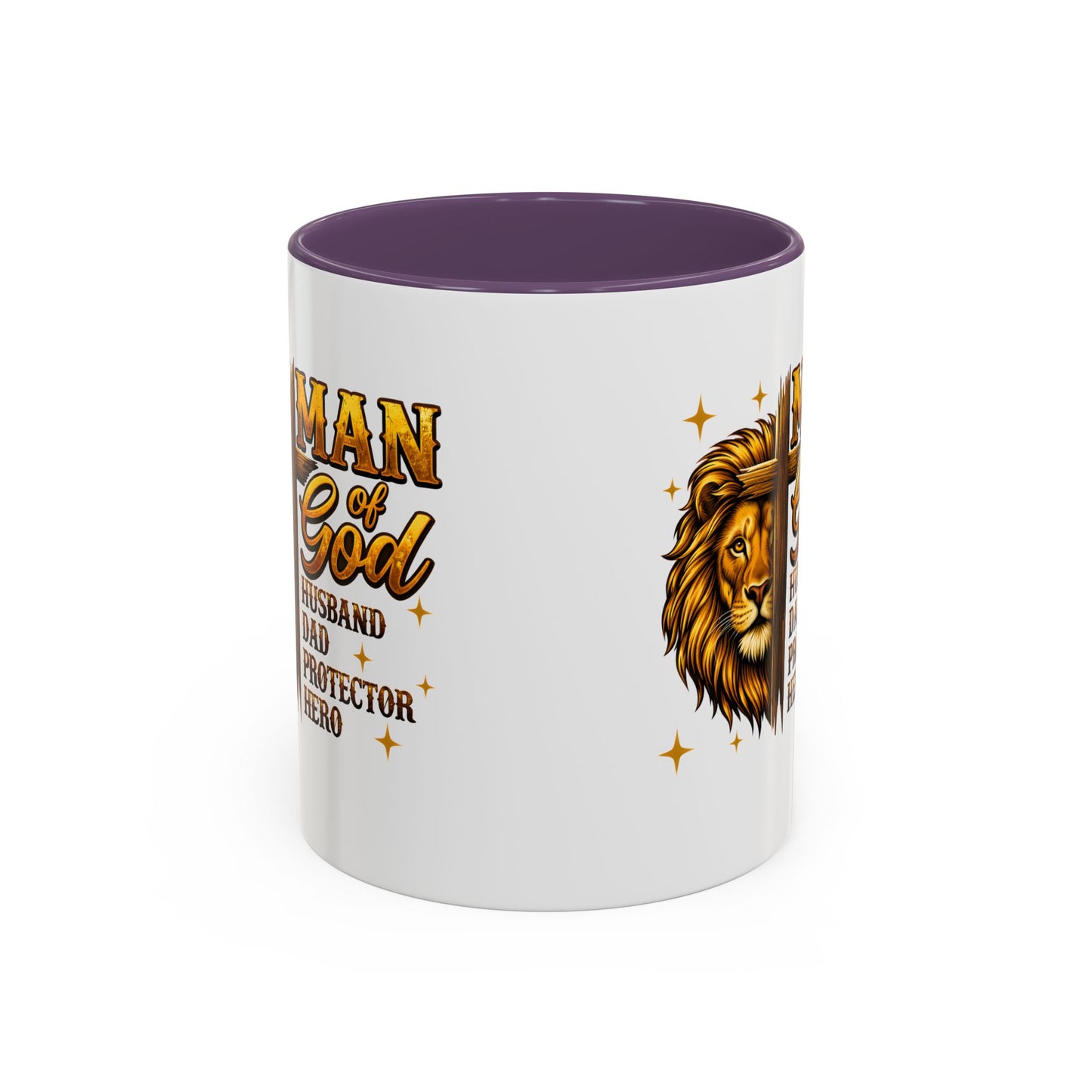 Man of God Lion Coffee Mug — 'Man of God' Religious Gift for Husband, Dad, Protector