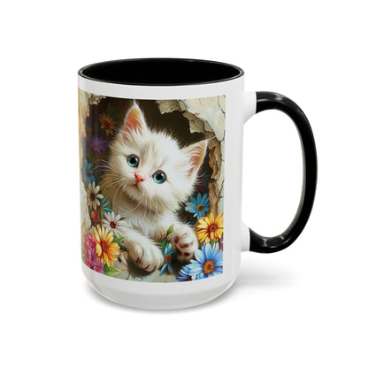 Cute Kitten Floral Accent Coffee Mug (11/15oz)