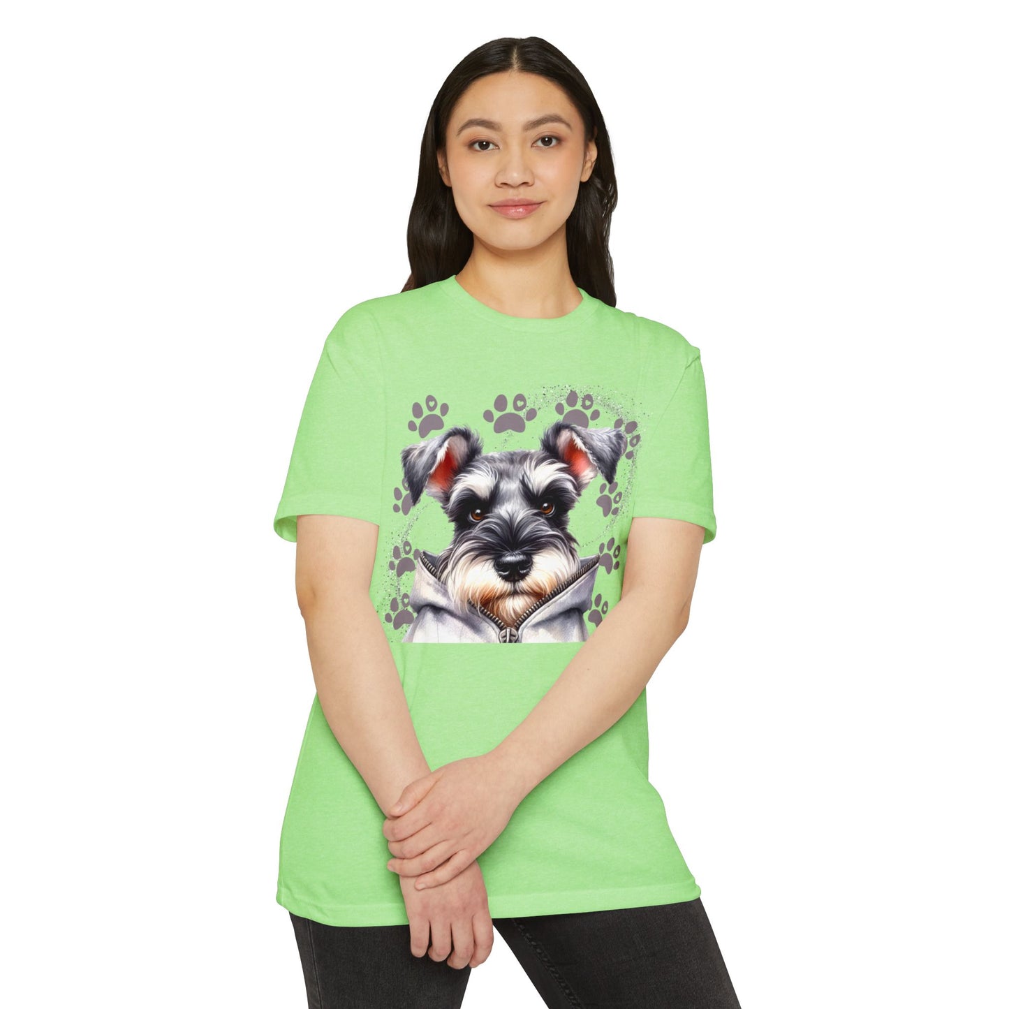 Schnauzer Pawprint Graphic T‑Shirt — Cute Dog Portrait Tee for Pet Lovers