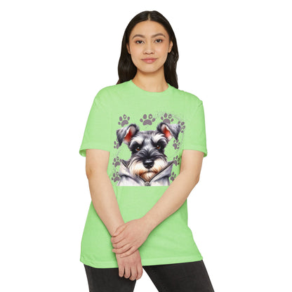 Schnauzer Pawprint Graphic T‑Shirt — Cute Dog Portrait Tee for Pet Lovers