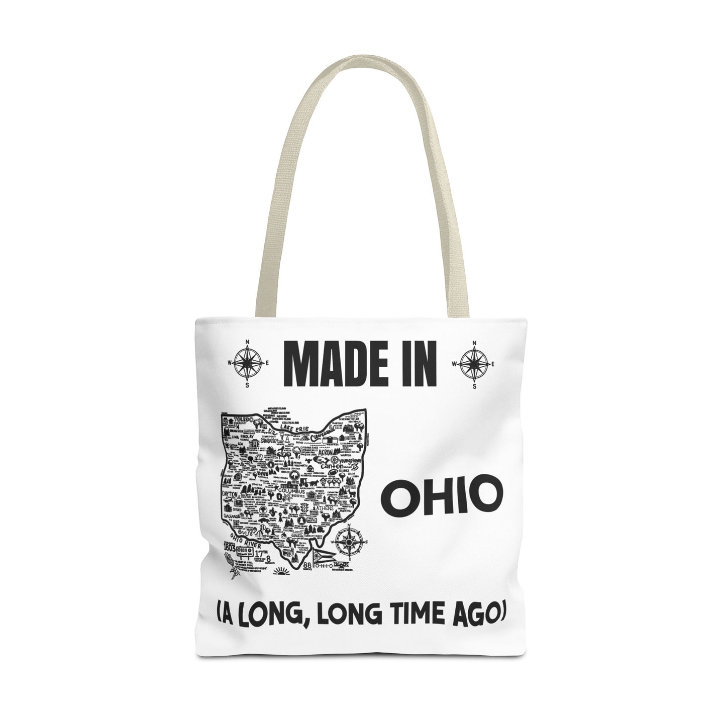 Made in Ohio Tote Bag — Vintage Map Design "A Long, Long Time Ago"