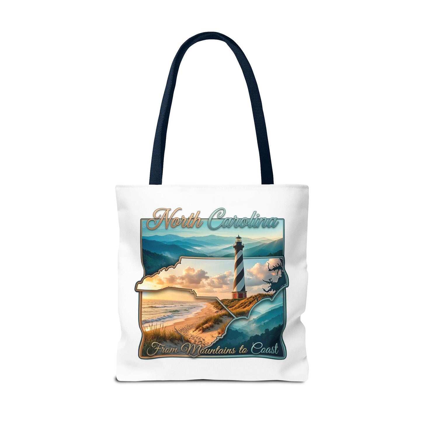 North Carolina Lighthouse Tote Bag — "From Mountains to Coast" Scenic Beach Tote