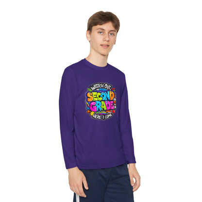 Second Grade Long Sleeve Tee — "Watch Out Second Grade Here I Come" Youth Shirt
