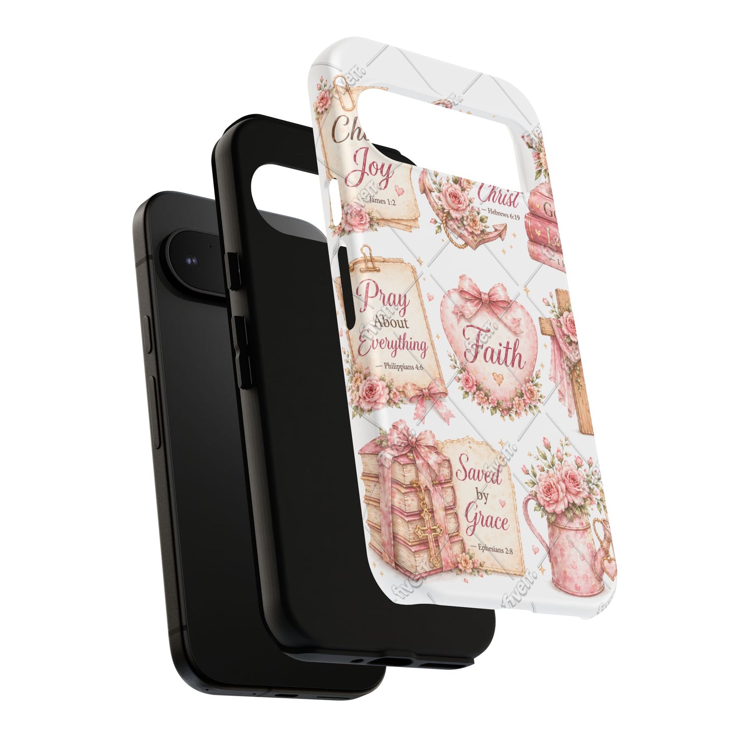 Faith Floral Phone Case – Christian Inspirational Scripture iPhone Cover (Choose Joy, Pray, Faith)
