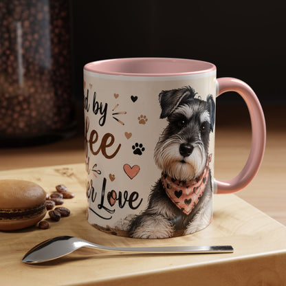 Fueled by Coffee and Schnauzer Love Accent Mug — Dog Lover Coffee Cup (11/15 oz)