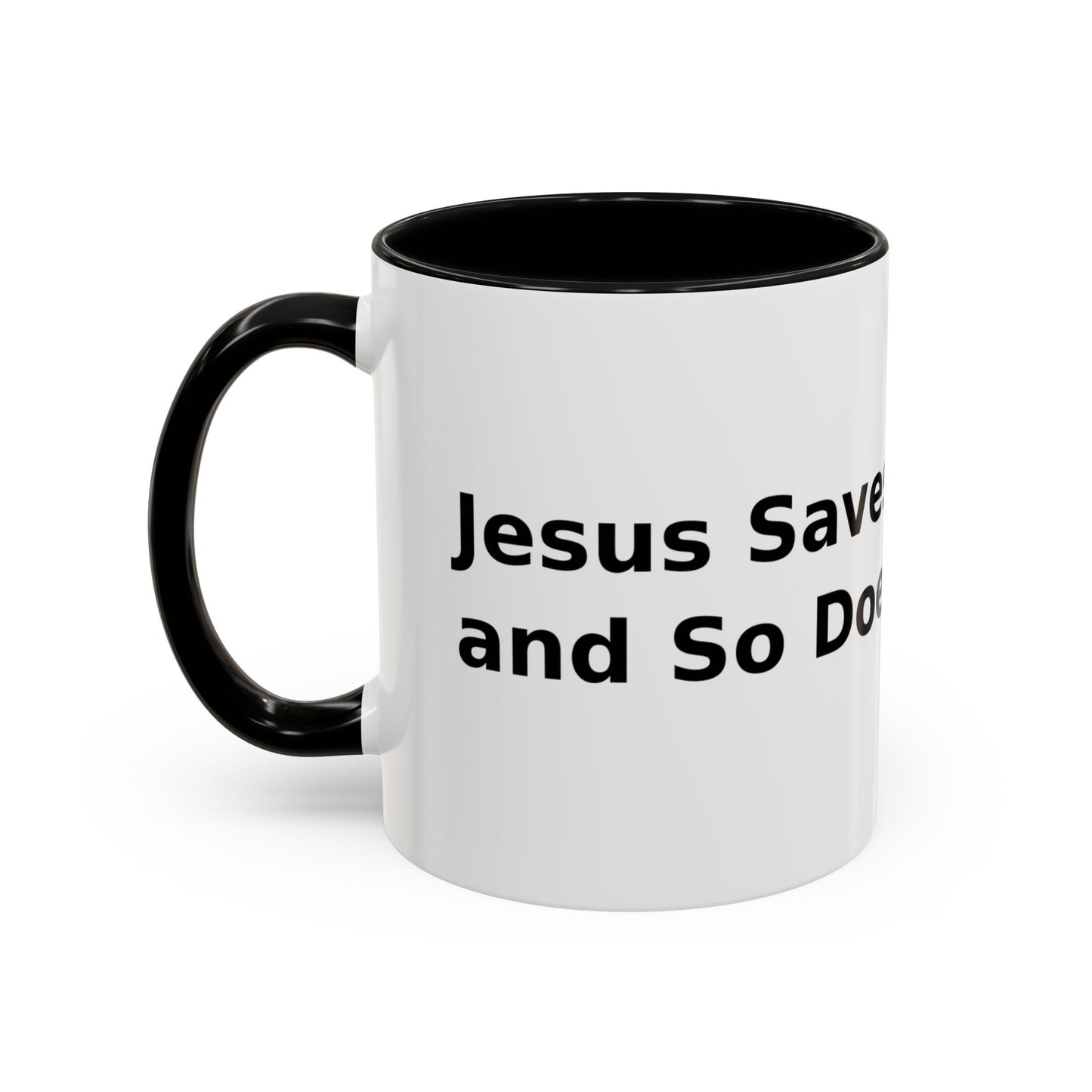 Accent Coffee Mug — “Faith + Medicine: Insulin Saves” Black-Accent Mug (11/15 oz)