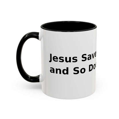 Accent Coffee Mug — “Faith + Medicine: Insulin Saves” Black-Accent Mug (11/15 oz)