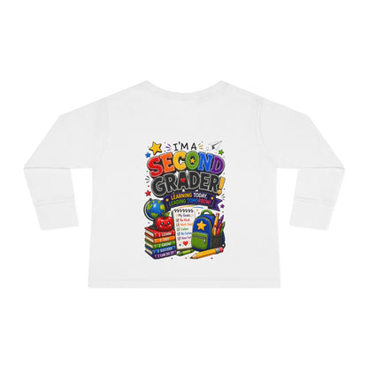 Toddler Long Sleeve Tee — "I'm a Second Grader!" Back-to-School Graphic Shirt