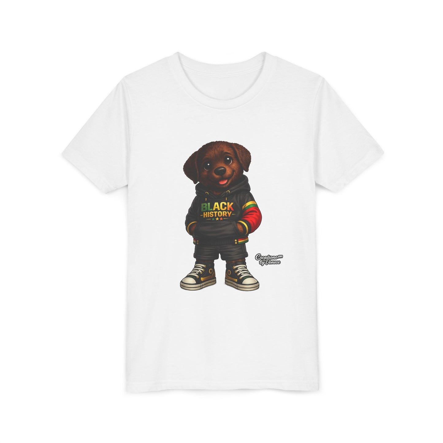 Youth Tee — Cute Puppy 'Black History' Graphic Shirt