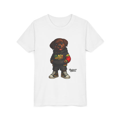 Youth Tee — Cute Puppy 'Black History' Graphic Shirt