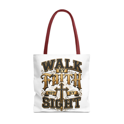 Walk by Faith Tote Bag — Christian Inspirational Cross Tote