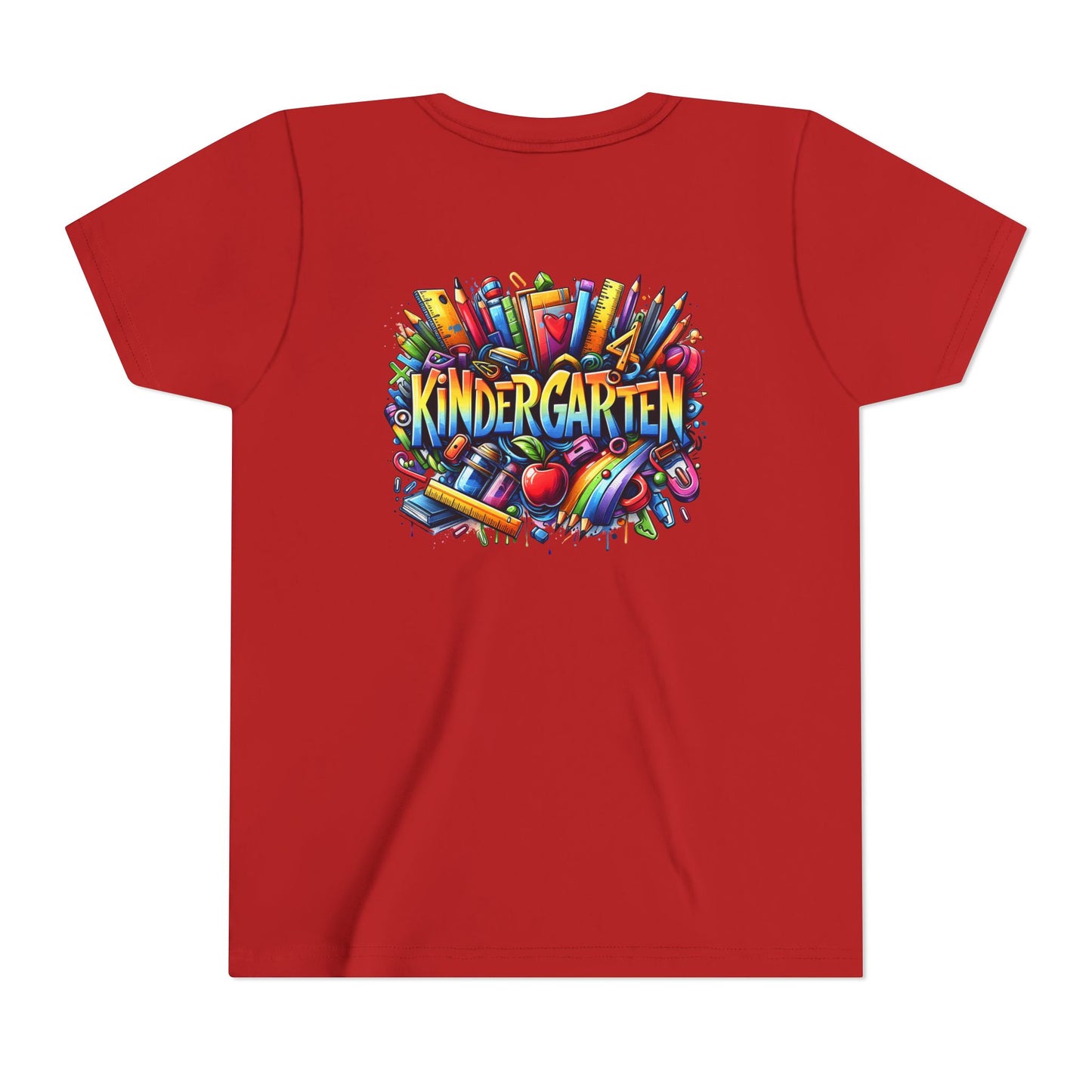 Kindergarten Colorful School Supplies Youth Tee — Back-to-School Kids T-Shirt