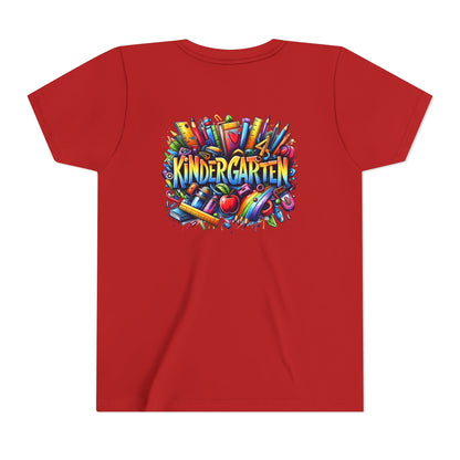 Kindergarten Colorful School Supplies Youth Tee — Back-to-School Kids T-Shirt