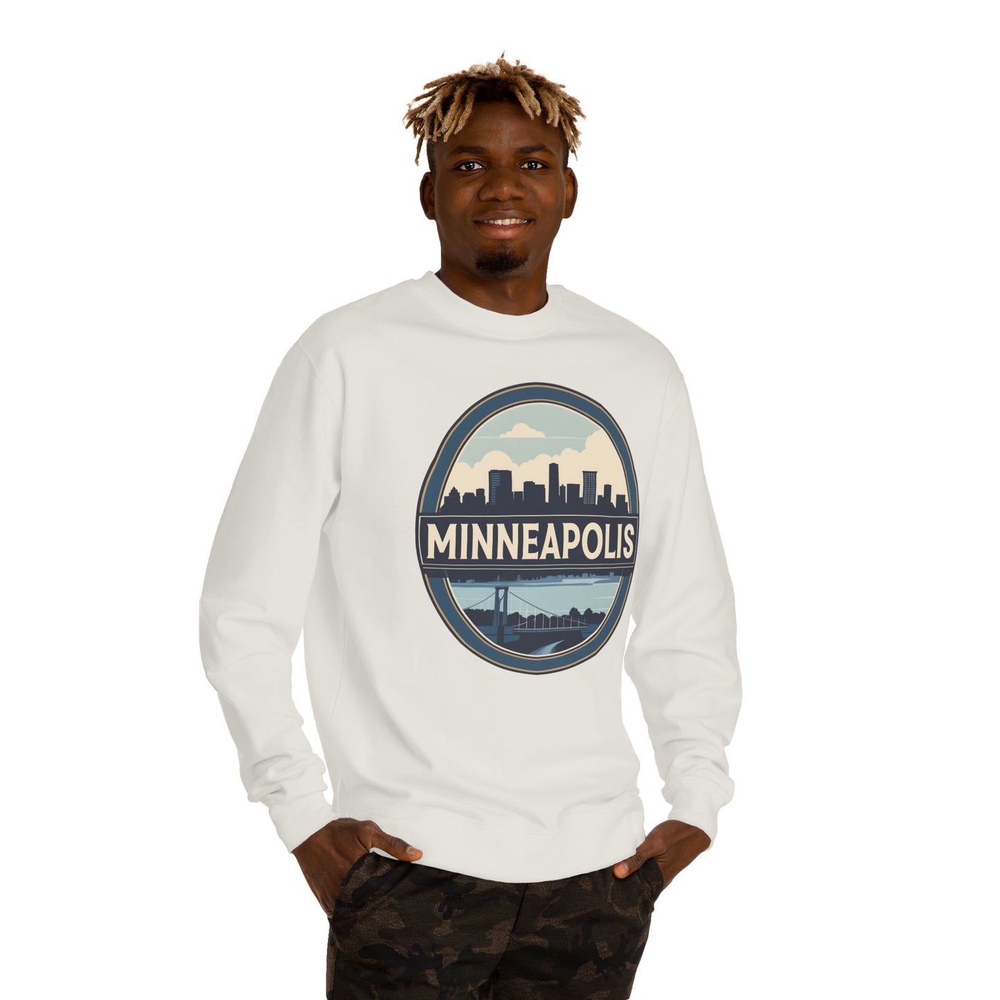 Minneapolis Skyline Crewneck Sweatshirt — Vintage Cityscape Design