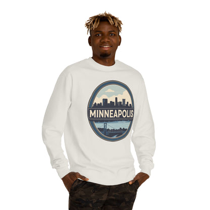 Minneapolis Skyline Crewneck Sweatshirt — Vintage Cityscape Design
