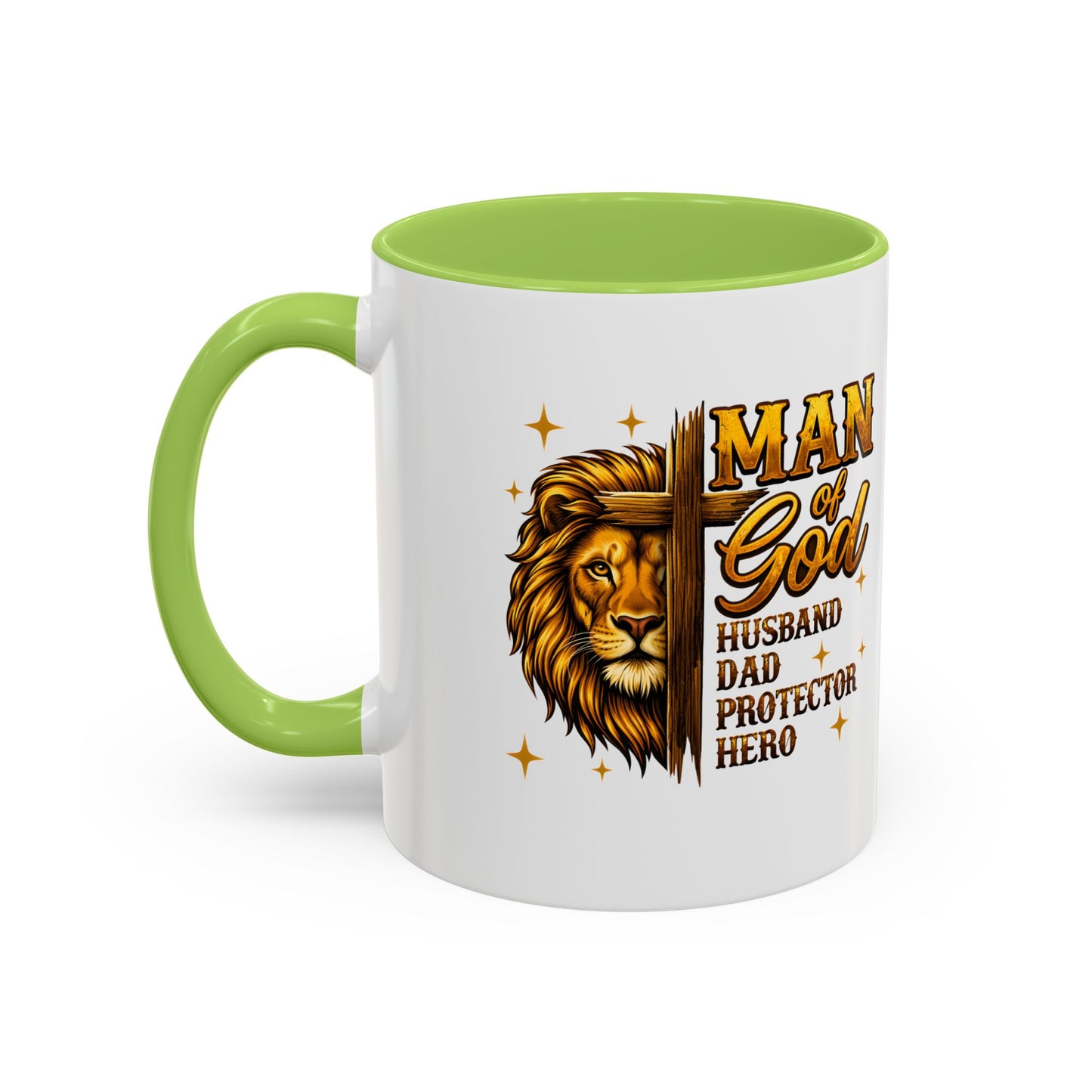 Man of God Lion Coffee Mug — 'Man of God' Religious Gift for Husband, Dad, Protector