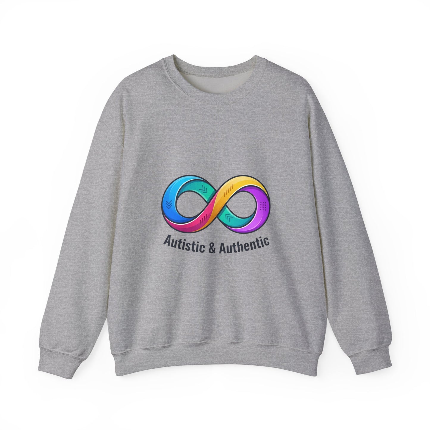 Autistic & Authentic Infinity Crewneck Sweatshirt, Neurodiversity Pride, Affirming