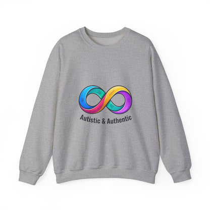 Autistic & Authentic Infinity Crewneck Sweatshirt, Neurodiversity Pride, Affirming