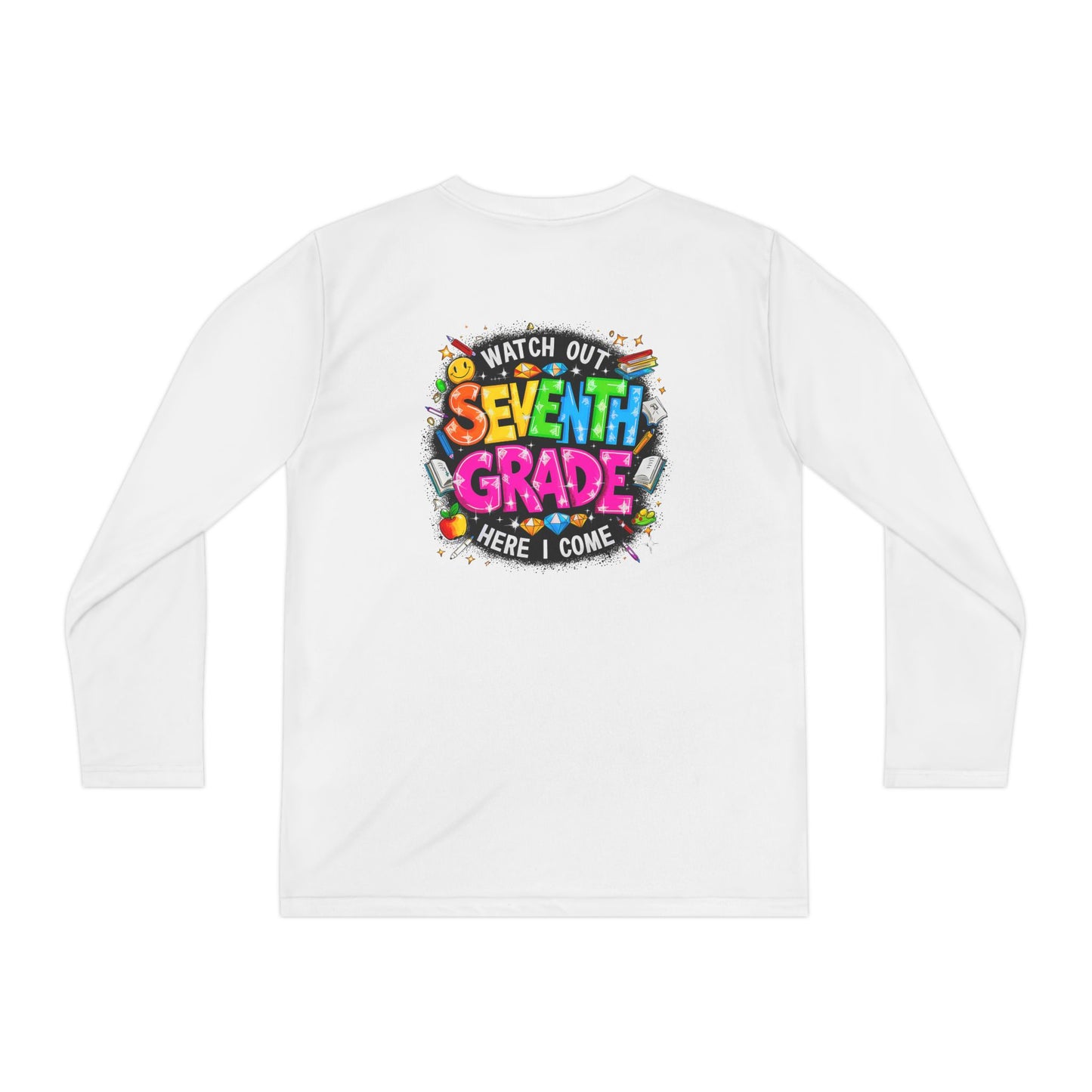 Seventh Grade Kids Long Sleeve Tee — "Watch Out… Here I Come" Back-to-School Shirt