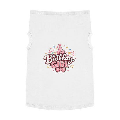 Birthday Girl Pet Tank Top - Pink Party Hat Dog/Cat Tee