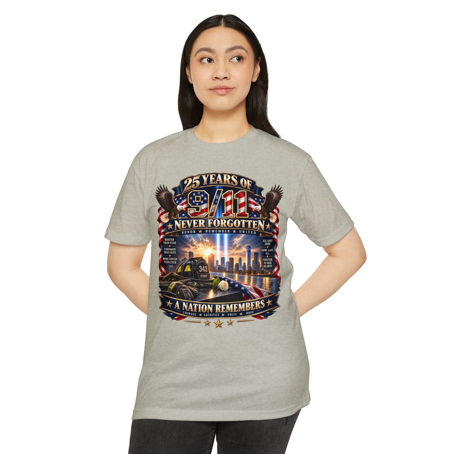 9/11 Memorial T-Shirt – "25 Years of 9/11 Never Forgotten" Tribute Tee