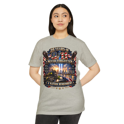 9/11 Memorial T-Shirt – "25 Years of 9/11 Never Forgotten" Tribute Tee