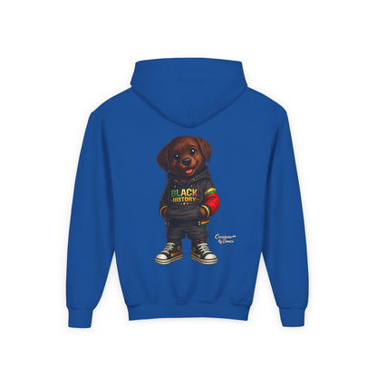 Youth Hoodie - Cute Rottweiler Puppy 'Black History' Graphic Sweatshirt for Kids