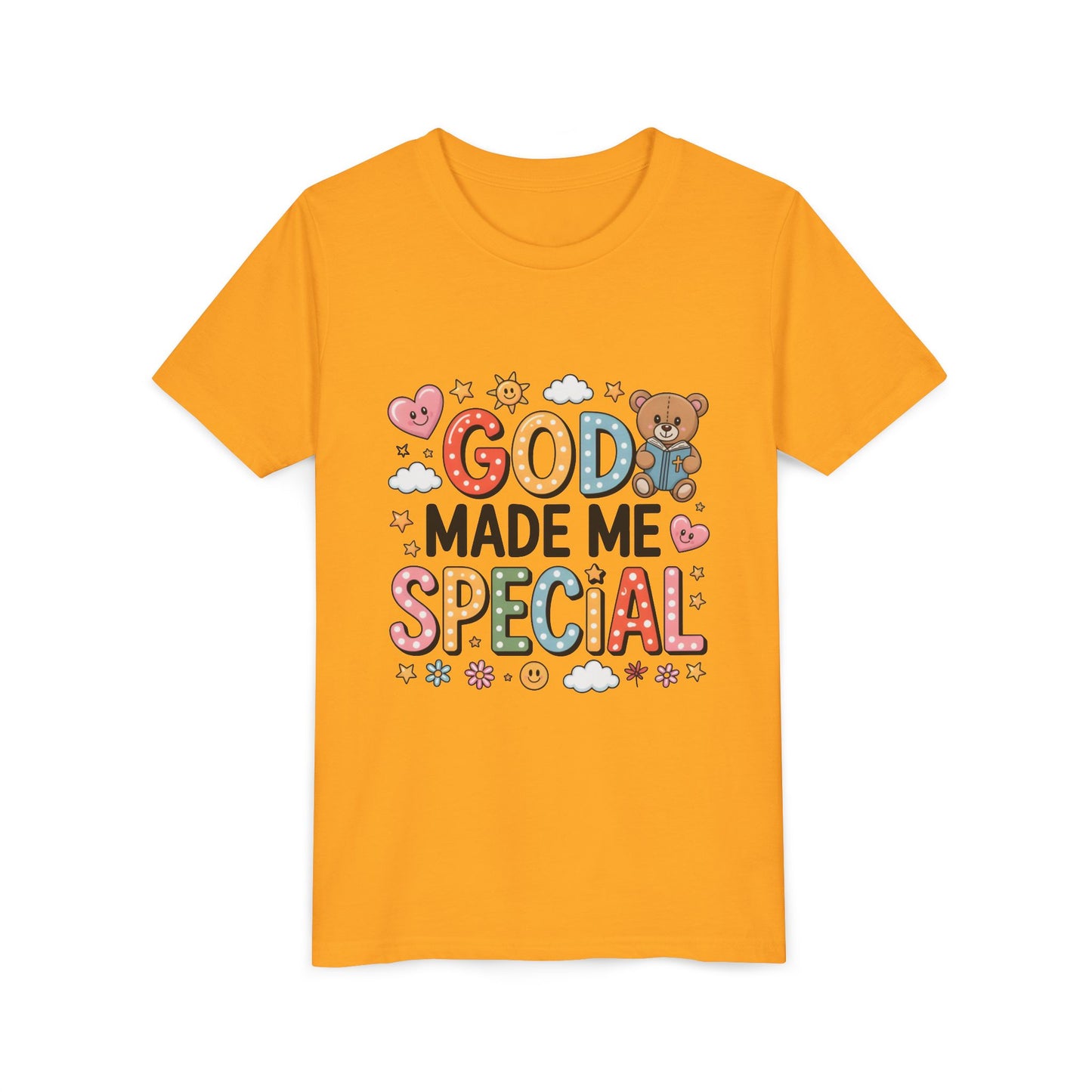 Youth Tee — "God Made Me Special" Cute Christian Kids T-Shirt