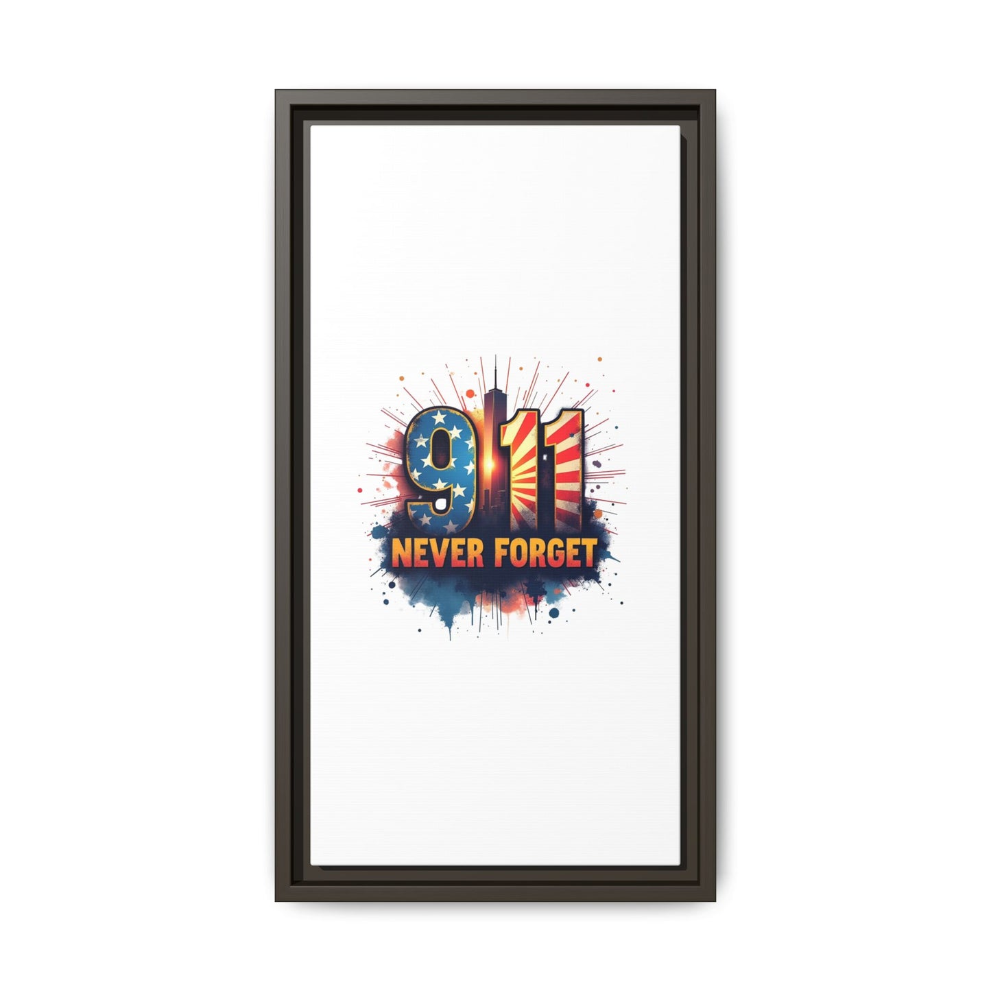 Framed Canvas Wall Art — “9·11 Never Forget” Memorial Print