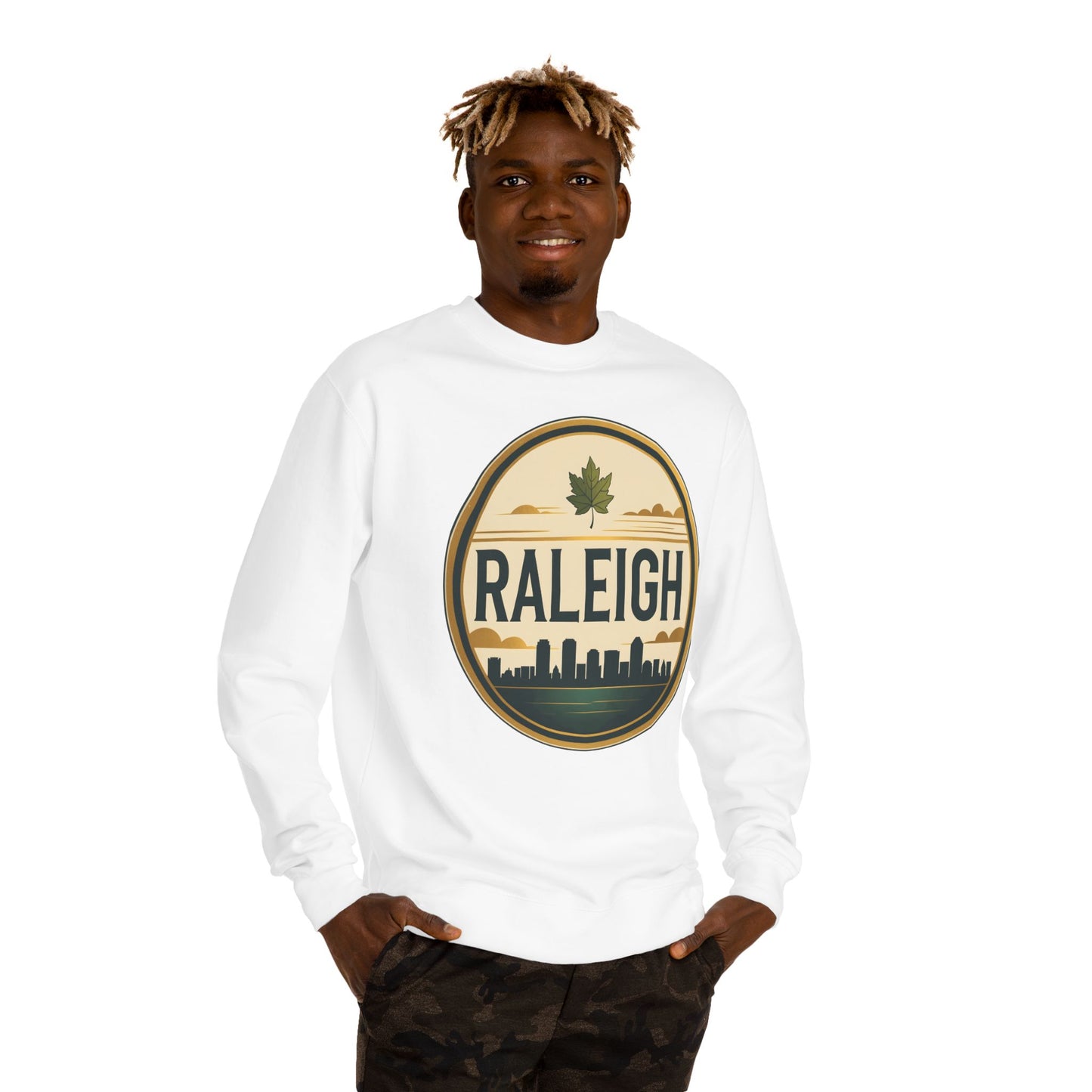 Raleigh Skyline Crewneck Sweatshirt — Vintage Maple Logo
